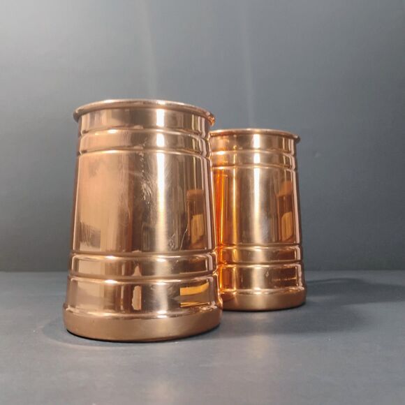 Copper Stainless Steel Moscow Mule Tankarts Mug Set Of 2 Old Style Beer Cups Lot - Picture 11 of 11